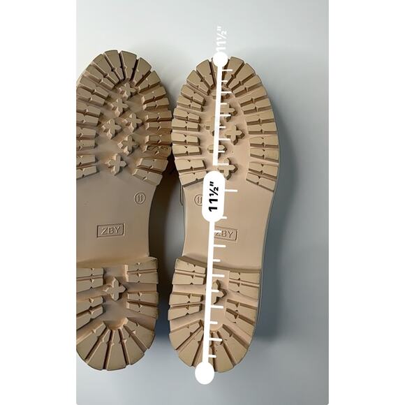 ZBY Loafers Womens Size 11 Cream Oxford Lug Sole Platform Chunky Heel Round Toe - Picture 11 of 12